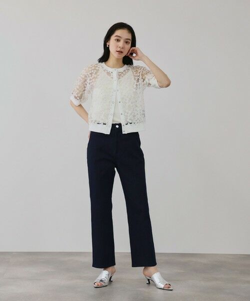 QUEENS COURT / クイーンズコート カーディガン・ボレロ | フラワー刺繍テキスタイルカーディガン | 詳細2