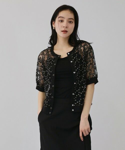 QUEENS COURT / クイーンズコート カーディガン・ボレロ | フラワー刺繍テキスタイルカーディガン | 詳細7