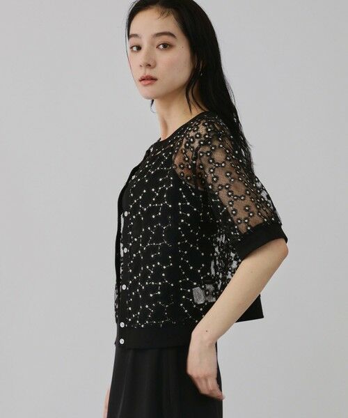 QUEENS COURT / クイーンズコート カーディガン・ボレロ | フラワー刺繍テキスタイルカーディガン | 詳細8