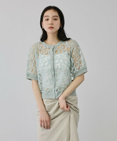 QUEENS COURT / クイーンズコート カーディガン・ボレロ | フラワー刺繍テキスタイルカーディガン | 詳細18