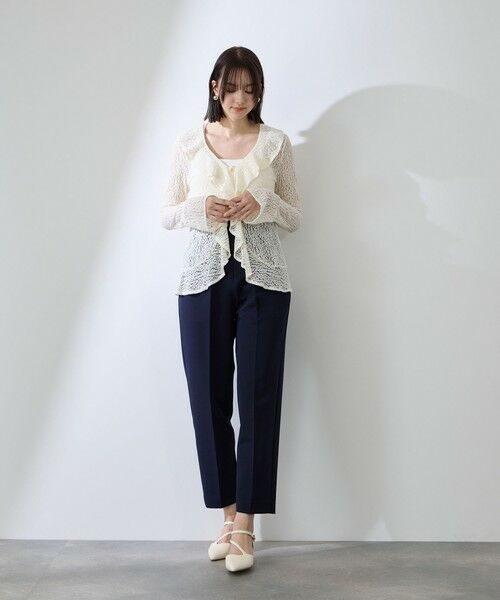 QUEENS COURT / クイーンズコート カットソー | ストレッチレースラッフルカラートップス | 詳細2