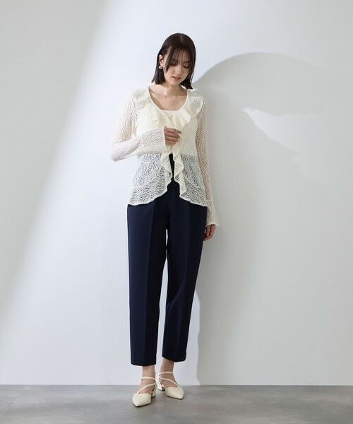 QUEENS COURT / クイーンズコート カットソー | ストレッチレースラッフルカラートップス | 詳細3