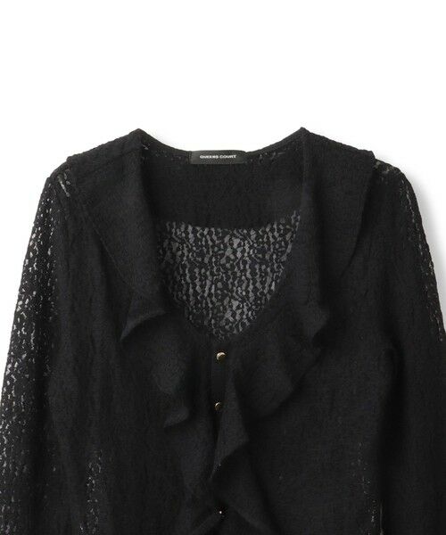 QUEENS COURT / クイーンズコート カットソー | ストレッチレースラッフルカラートップス | 詳細10