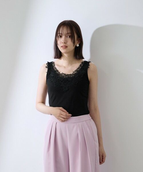 QUEENS COURT / クイーンズコート カットソー | レースパーツデュアルフェイスタンクトップ | 詳細5