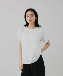 QUEENS COURT / クイーンズコート カットソー | チュールフラワーモチーフプルオーバー