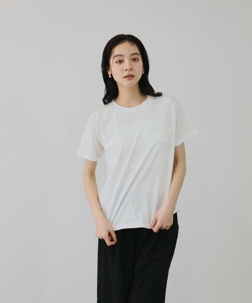 QUEENS COURT / クイーンズコート カットソー | チュールフラワーモチーフプルオーバー | 詳細1