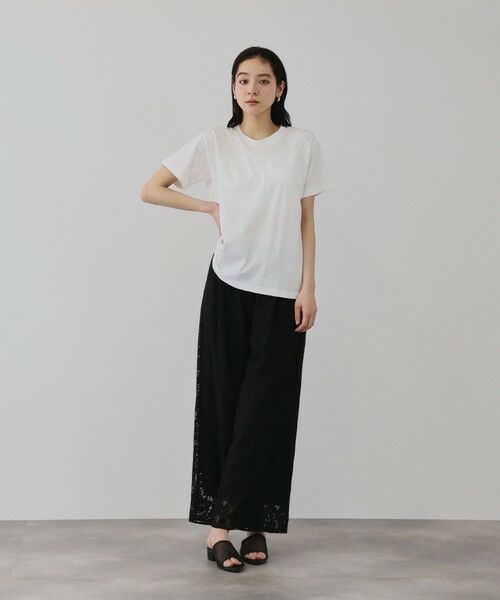 QUEENS COURT / クイーンズコート カットソー | チュールフラワーモチーフプルオーバー | 詳細3