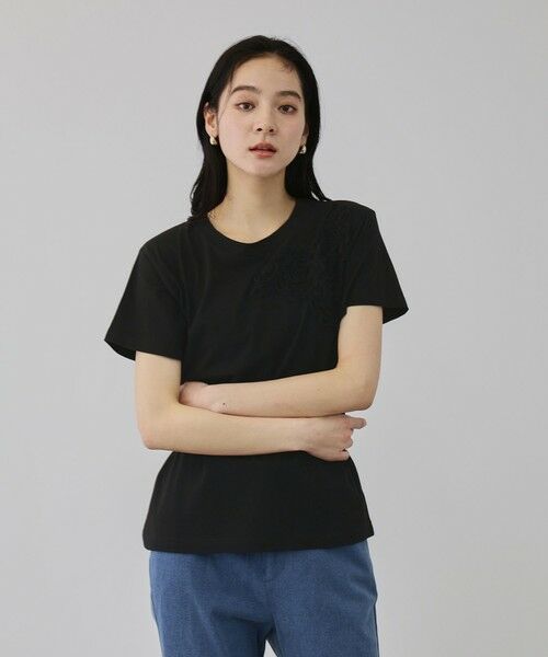 QUEENS COURT / クイーンズコート カットソー | チュールフラワーモチーフプルオーバー | 詳細5