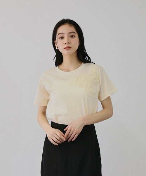 QUEENS COURT / クイーンズコート カットソー | チュールフラワーモチーフプルオーバー | 詳細9