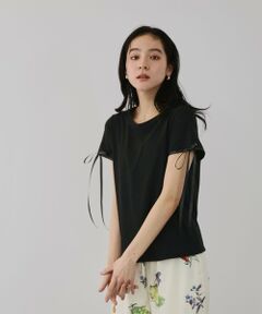 QUEENS COURT / クイーンズコート カットソー | サテンリボンスリーブプルオーバー