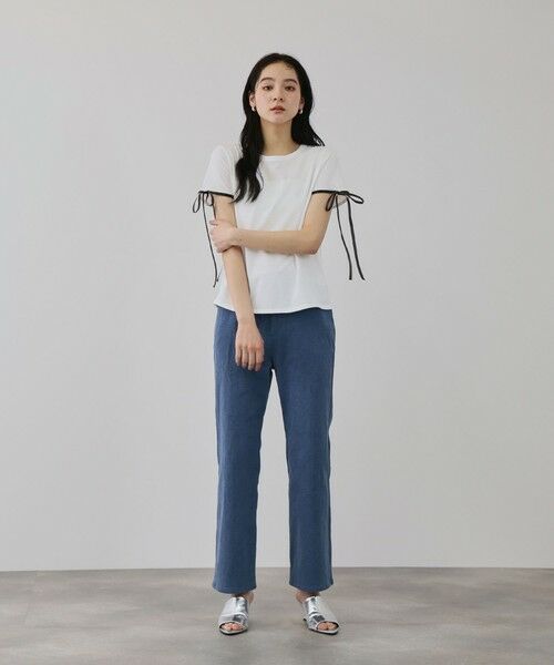 QUEENS COURT / クイーンズコート カットソー | サテンリボンスリーブプルオーバー | 詳細3