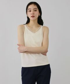 QUEENS COURT / クイーンズコート キャミソール・チューブトップ | チュールネックラインタンクトップ