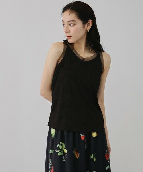 QUEENS COURT / クイーンズコート キャミソール・チューブトップ | チュールネックラインタンクトップ | 詳細3