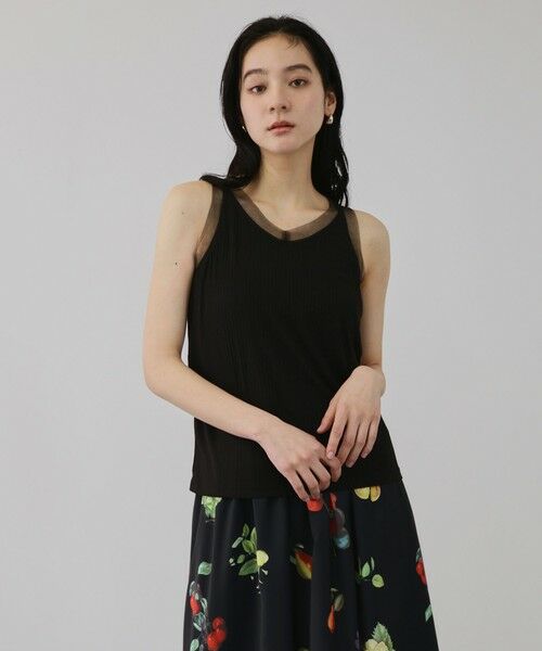 QUEENS COURT / クイーンズコート キャミソール・チューブトップ | チュールネックラインタンクトップ | 詳細4