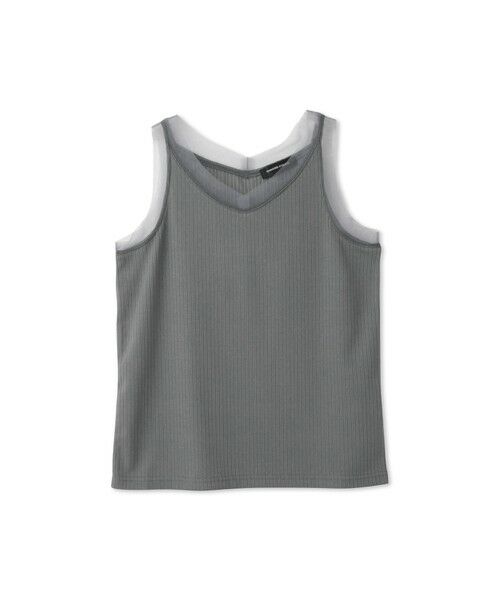 QUEENS COURT / クイーンズコート キャミソール・チューブトップ | チュールネックラインタンクトップ（チャコールグレー）