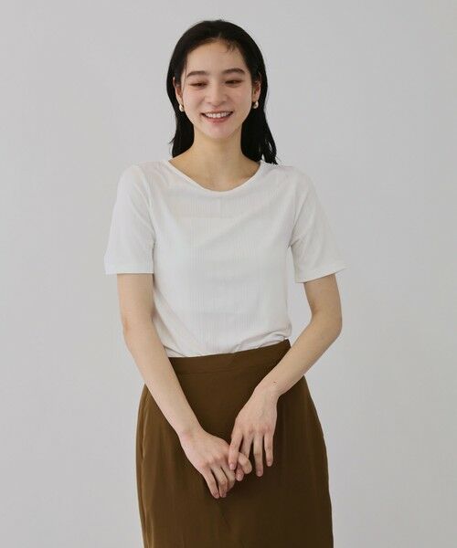 QUEENS COURT / クイーンズコート カットソー | ニュアンスストレッチリブプルオーバー | 詳細1