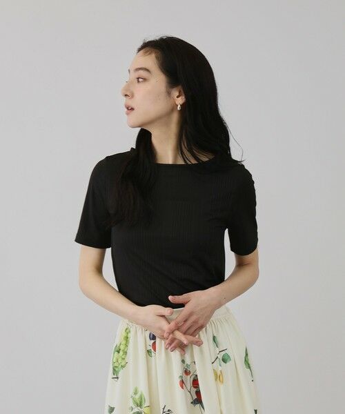 QUEENS COURT / クイーンズコート カットソー | ニュアンスストレッチリブプルオーバー | 詳細5