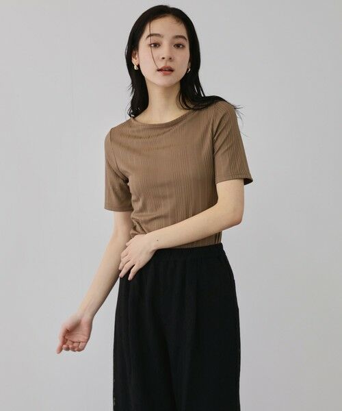 QUEENS COURT / クイーンズコート カットソー | ニュアンスストレッチリブプルオーバー | 詳細9