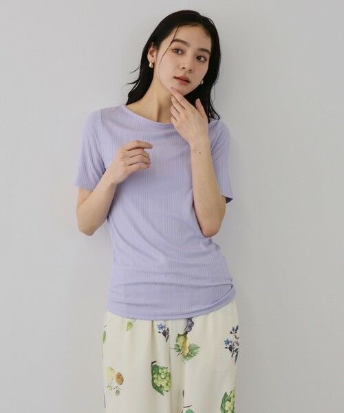 QUEENS COURT / クイーンズコート カットソー | ニュアンスストレッチリブプルオーバー | 詳細14