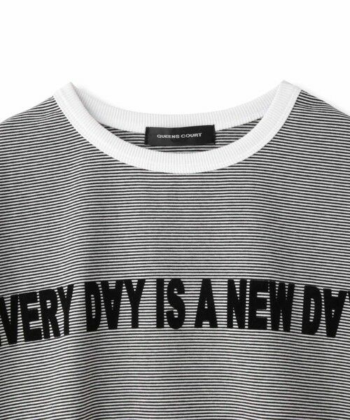 QUEENS COURT / クイーンズコート カットソー | ナローボーダーステートメントTシャツ | 詳細9