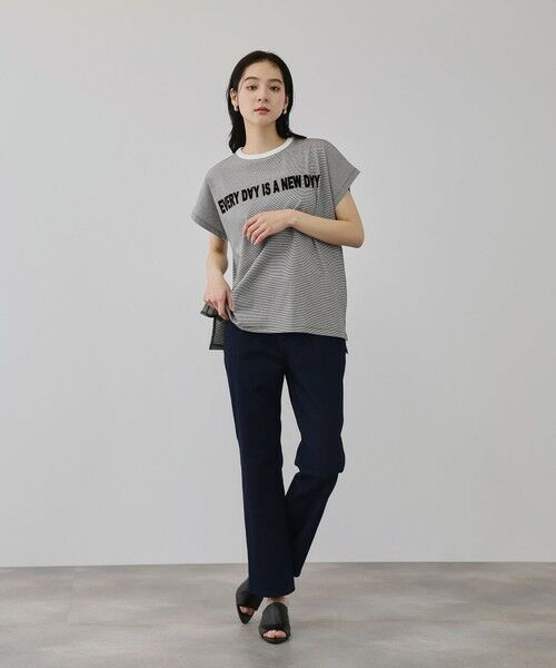 QUEENS COURT / クイーンズコート カットソー | ナローボーダーステートメントTシャツ | 詳細5