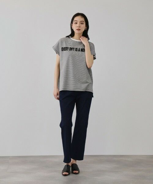 QUEENS COURT / クイーンズコート カットソー | ナローボーダーステートメントTシャツ | 詳細6