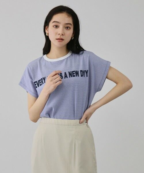 QUEENS COURT / クイーンズコート カットソー | ナローボーダーステートメントTシャツ | 詳細13