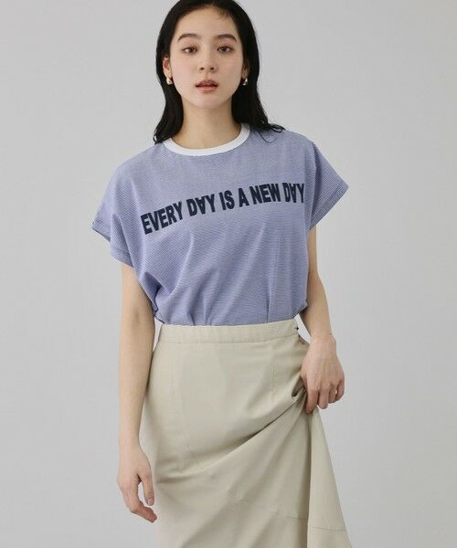 QUEENS COURT / クイーンズコート カットソー | ナローボーダーステートメントTシャツ | 詳細14