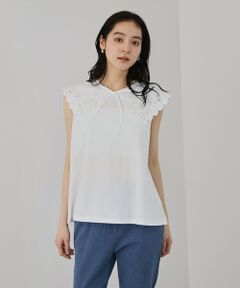 QUEENS COURT / クイーンズコート カットソー | セパレートスカラップレースカラープルオーバー