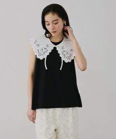 QUEENS COURT / クイーンズコート カットソー | セパレートスカラップレースカラープルオーバー