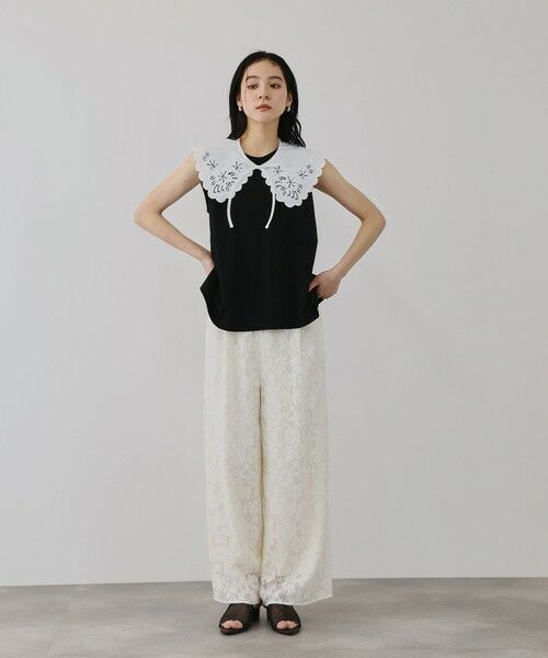 QUEENS COURT / クイーンズコート カットソー | セパレートスカラップレースカラープルオーバー | 詳細12