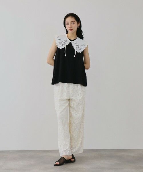 QUEENS COURT / クイーンズコート カットソー | セパレートスカラップレースカラープルオーバー | 詳細13