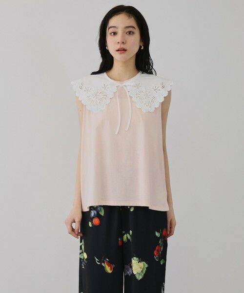 QUEENS COURT / クイーンズコート カットソー | セパレートスカラップレースカラープルオーバー | 詳細16