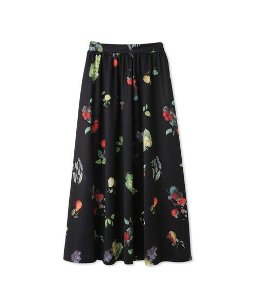QUEENS COURT / クイーンズコート ミニ・ひざ丈スカート | フルーツモチーフフレアスカート（ブラック系その他）