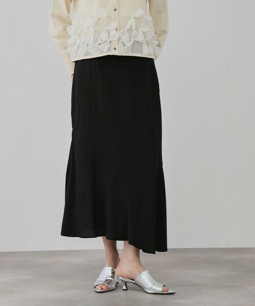 QUEENS COURT / クイーンズコート ミニ・ひざ丈スカート | デシンバイアスマーメイドスカート（ブラック）