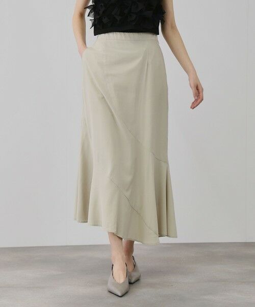 QUEENS COURT / クイーンズコート ミニ・ひざ丈スカート | デシンバイアスマーメイドスカート（ベージュ）