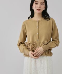 QUEENS COURT / クイーンズコート カーディガン・ボレロ | ブルーミングリボンニットカーディガン