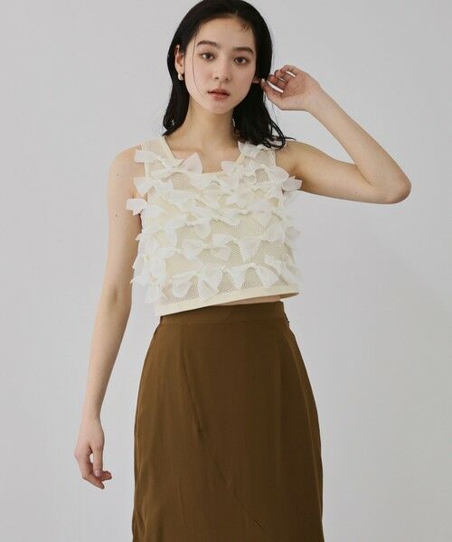 QUEENS COURT / クイーンズコート ダウンジャケット・ベスト | ブルーミングリボンニットベスト | 詳細1