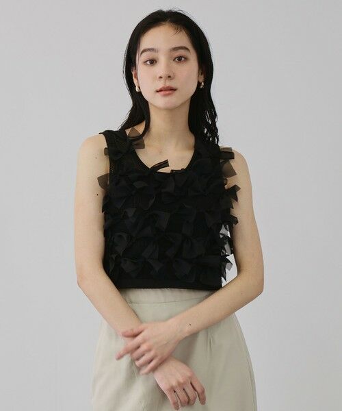 QUEENS COURT / クイーンズコート ダウンジャケット・ベスト | ブルーミングリボンニットベスト | 詳細9