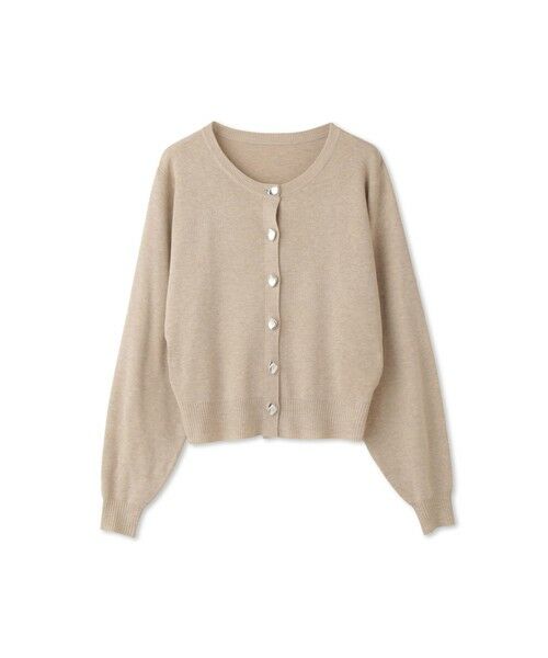 QUEENS COURT / クイーンズコート カーディガン・ボレロ | ニュアンスメタルボタンニットカーディガン（ベージュ）
