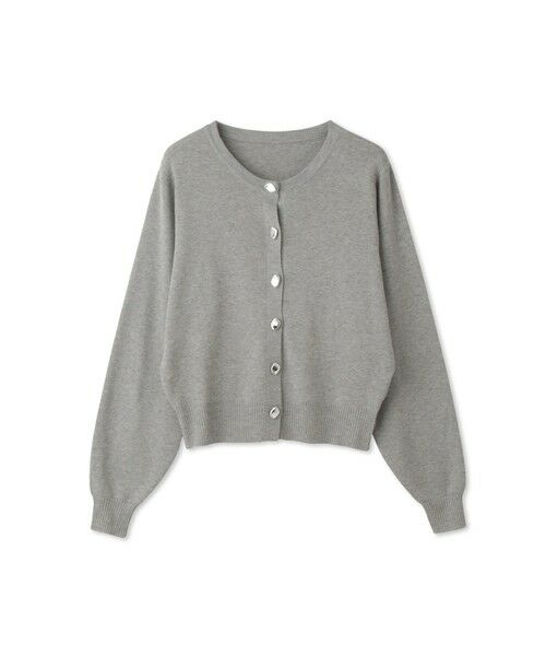QUEENS COURT / クイーンズコート カーディガン・ボレロ | ニュアンスメタルボタンニットカーディガン（ライトグレー）