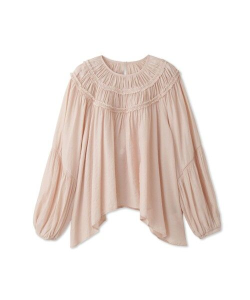 QUEENS COURT / クイーンズコート シャツ・ブラウス | DELAVEダブルギャザースモックブラウス（ピンク）