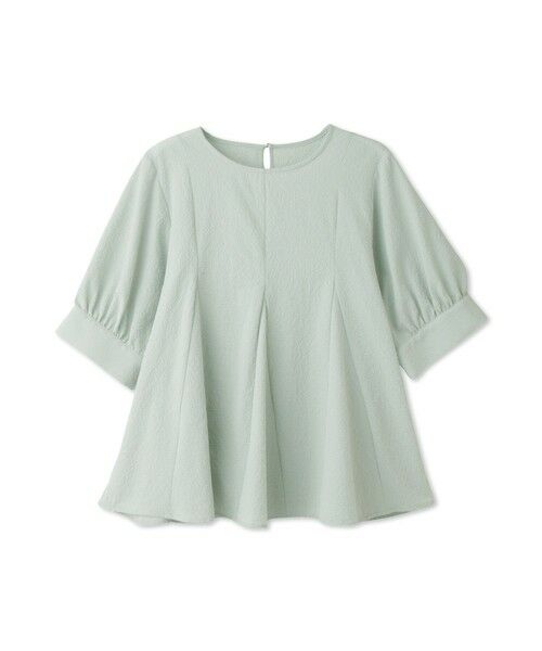 QUEENS COURT / クイーンズコート シャツ・ブラウス | カラミタンブラーハーフスリーブブラウス（グリーン）