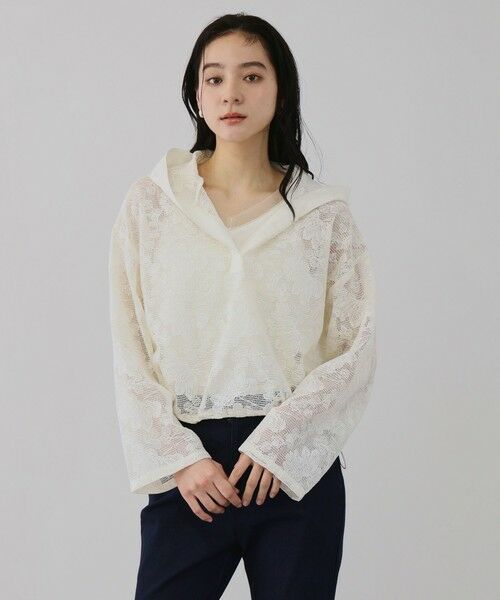 QUEENS COURT / クイーンズコート シャツ・ブラウス | ボタニカルフラワーフーディプルオーバー | 詳細1