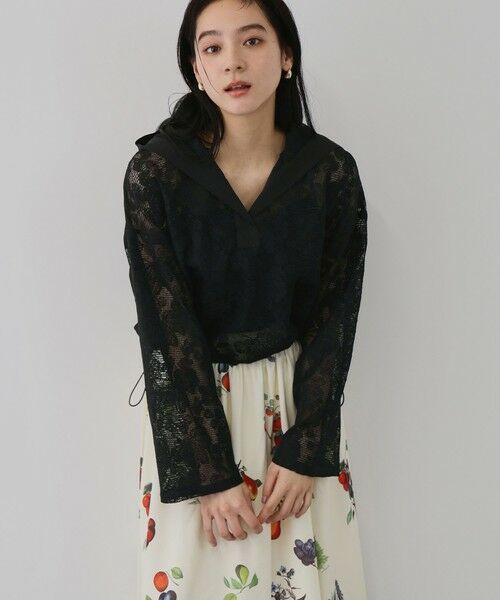 QUEENS COURT / クイーンズコート シャツ・ブラウス | ボタニカルフラワーフーディプルオーバー | 詳細14
