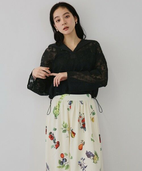 QUEENS COURT / クイーンズコート シャツ・ブラウス | ボタニカルフラワーフーディプルオーバー | 詳細15