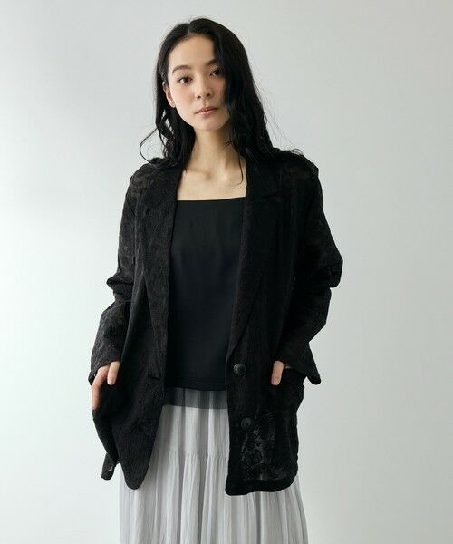 QUEENS COURT / クイーンズコート テーラードジャケット | エンブロイダリーテーラードジャケット（ブラック）