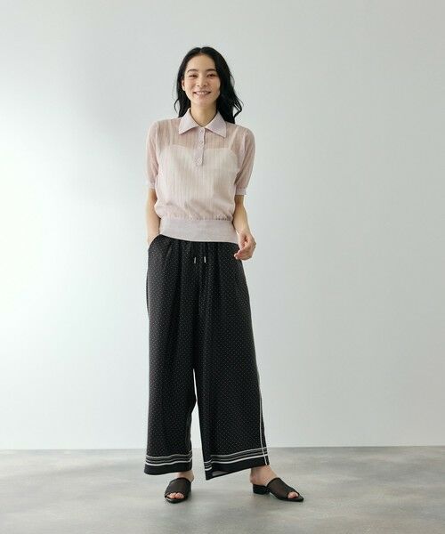 QUEENS COURT / クイーンズコート その他パンツ | パウダーサテンパネルプリントワイドパンツ | 詳細3