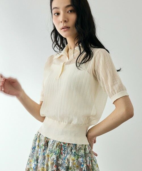 QUEENS COURT / クイーンズコート ニット・セーター | ヴィスコースポロニットプルオーバー（アイボリー）