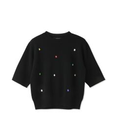 QUEENS COURT / クイーンズコート ニット・セーター | カラービジューハーフスリーブニット